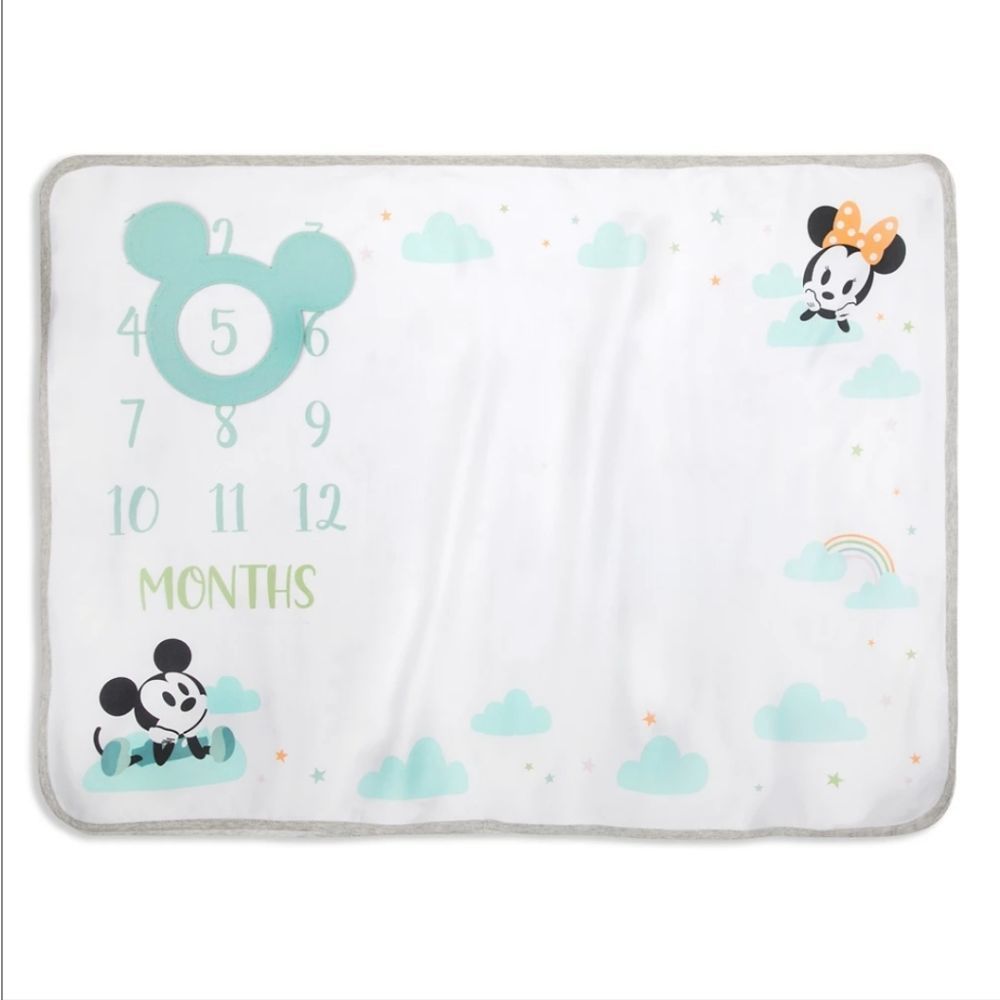 Mickey and Minnie Mouse Baby Milestone Blanket and Marker NWT